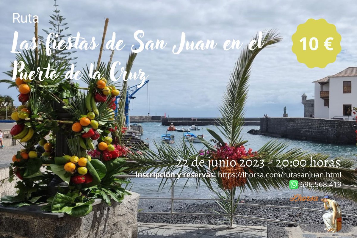 LhorsaArte's tweet photo. Llega una de nuestras rutas clásicas, "Las fiestas de San Juan en el Puerto de la Cruz". Una oportunidad para conocer de cerca la tradición de San Juan en el Puerto de la Cruz, una fiesta que se remonta a la época aborigen. 

Inscripción ya abierta 👉🏻 https://t.co/kvgsm6m09y https://t.co/JPNRZH5ln9