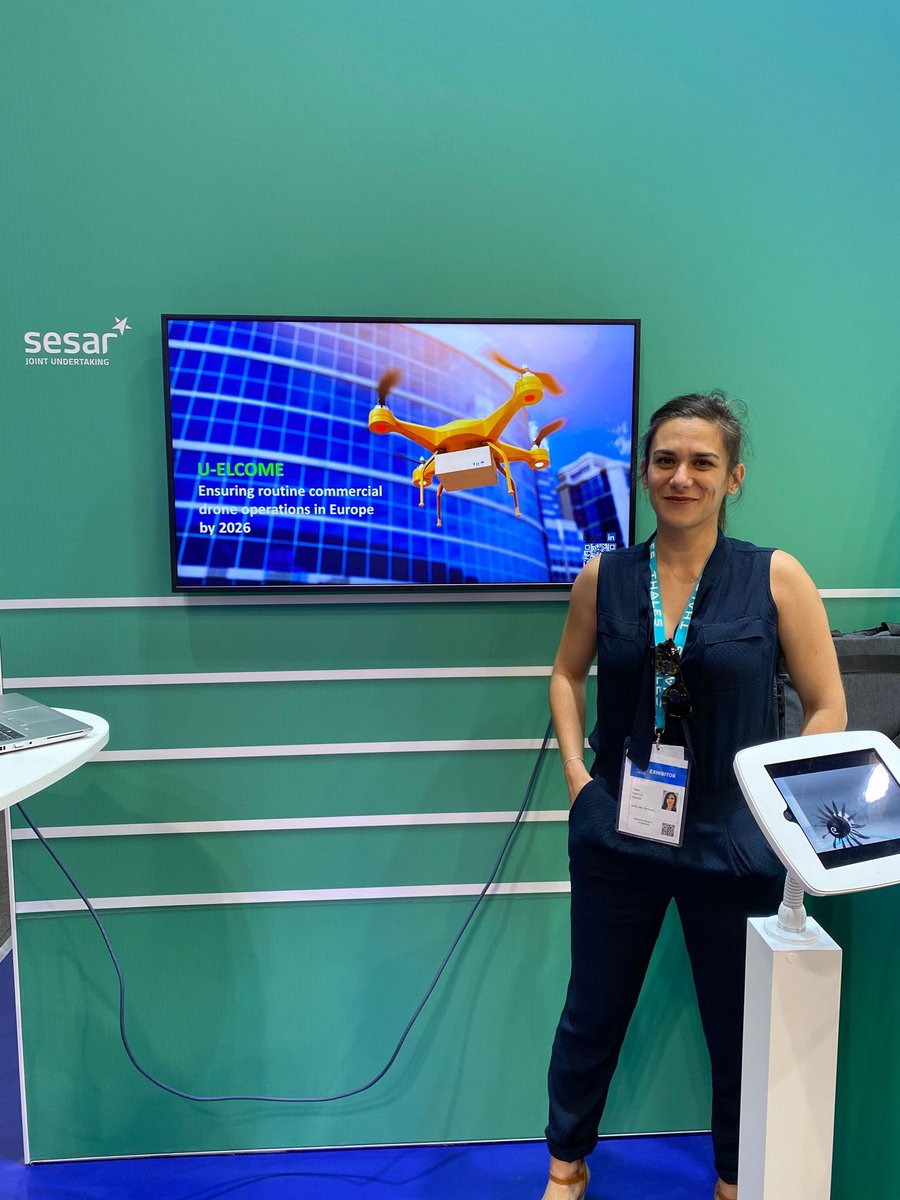 SESAR_JU's tweet photo. @U_ELCOME - A European-wide #Uspace #project involving 51 partners working on the fully scalable market uptake of #U1 &amp; #U2 #Uspace services is presenting now (12.00-13.00) at the #ParisAirShow↗️

📍Hall 2A, stand number #B276 https://t.co/FKYzrnUiwi