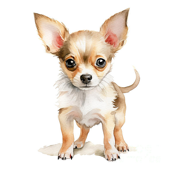 MediaStockRoom's tweet photo. New artwork for sale! - "Chihuahua puppy. Stylized watercolour digital illustration of a cute dog with big eyes. " - https://t.co/RLhRFOyHvx @fineartamerica https://t.co/FoAHNBaCkn