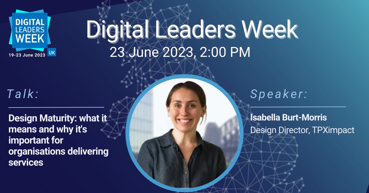 Join <a href="/bellarosebm/">Isabella</a> for a session on Design Maturity at <a href="/DigiLeaders/">Digital Leaders</a> #DLWeek! Discover what it means &amp; why it's crucial for organisations to deliver exceptional services. Learn best practices &amp; strategies to elevate your design capabilities. Register eu1.hubs.ly/H048nWM0