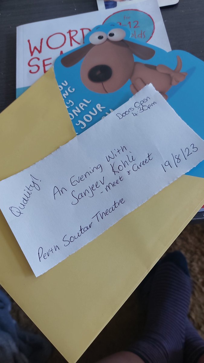 Got my dad (and me obvs) tickets for <a href="/govindajeggy/">Sanjeev Kohli</a> show in Perth for his birthday today. 

My homemade ticket will pass.... right? 🎟