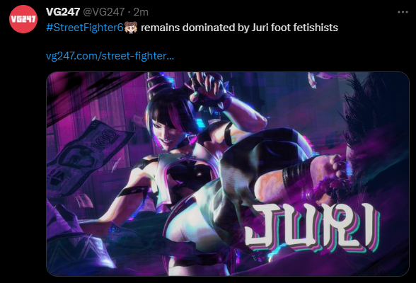 In-game clubs in Street Fighter 6 dedicated to Juri('s feet) 6 are some of the most popular in the game. JuriFeetSex has 1,325,296 club points, followed by clubs JuriFeet, JuriFootJobs and JurisFeet.