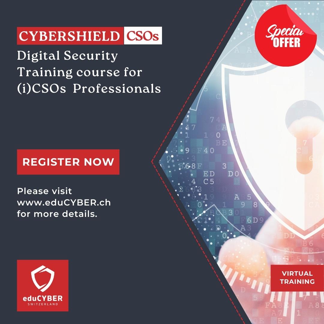 🔐 Enhance Digital Security for CSOs! Join the CyberShield CSOs Training Course. 🌐🛡️

👉 Register now to secure your spot
educyber.ch/CSOs9

#CyberShieldCSOs #DigitalSecurityTraining #CyberSecurity #DataProtection #OnlineSecurity #eduCYBER #StaySafeOnline #OnlinePrivacy