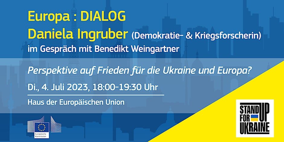 Politische Bildung (@aktionstage_pb) on Twitter photo Auch im nächsten Europa:Dialog geht es um den Krieg in der 🇺🇦
<a href="/EuropaDIALOG/">EuropaDIALOG</a> | Perspektive auf Frieden fĂĽr die #Ukraine und Europa
<a href="/DanielaIngruber/">Daniela Ingruber</a> (Demokratie- & Kriegsforscherin) im Gespräch m. <a href="/BenediktWein/">Benedikt Weingartner</a>
4. Juli, 18:00, #EUHaus Wien
Anm. erforderlich!
eventbrite.at/e/europa-dialo… Auch im nächsten Europa:Dialog geht es um den Krieg in der 🇺🇦
<a href="/EuropaDIALOG/">EuropaDIALOG</a> | Perspektive auf Frieden fĂĽr die #Ukraine und Europa
<a href="/DanielaIngruber/">Daniela Ingruber</a> (Demokratie- & Kriegsforscherin) im Gespräch m. <a href="/BenediktWein/">Benedikt Weingartner</a>
4. Juli, 18:00, #EUHaus Wien
Anm. erforderlich!
eventbrite.at/e/europa-dialo…