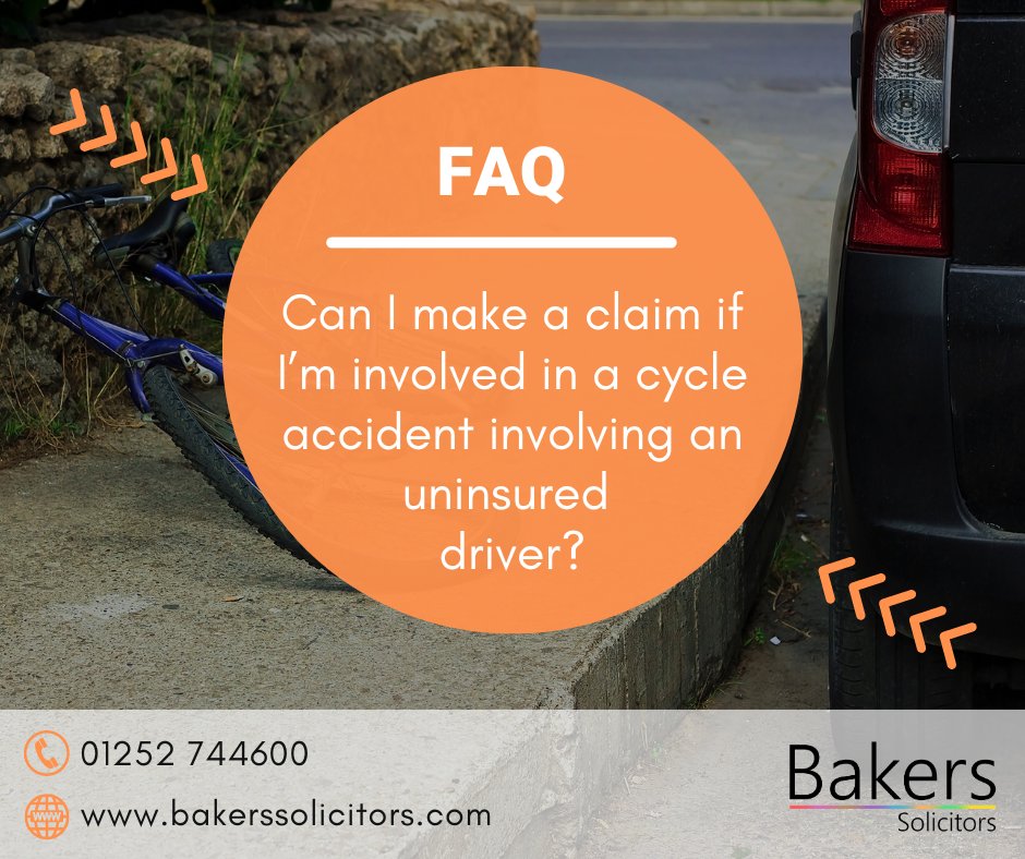 BakersSolicitor's tweet photo. Cyclists injured in an accident involving an uninsured driver can still claim compensation through the Motor Insurers' Bureau (MIB) — an organisation set up by motor insurers to compensate the victims of uninsured and un-traced drivers.

#cycling #accident #motoring #injury https://t.co/HnYvraMuBF