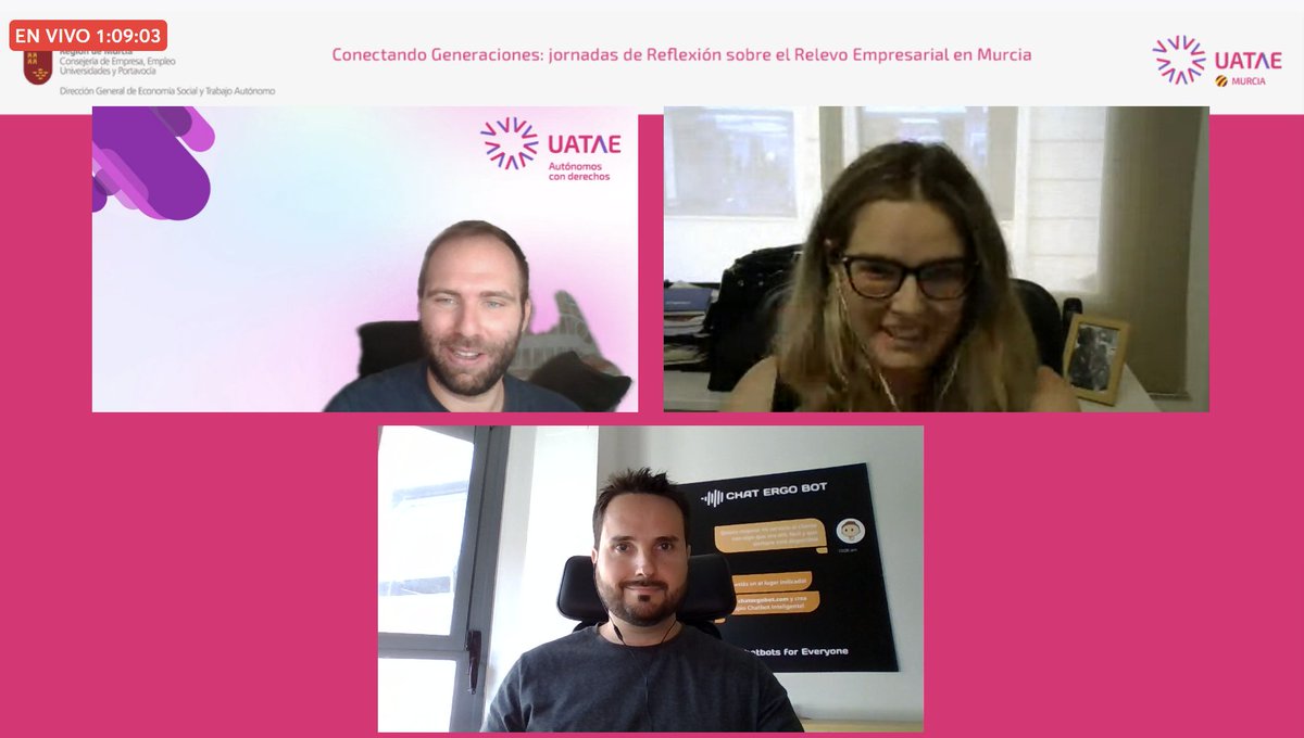 Ibán Ríos =max('gSheets_Wizard') (@ibanrios_) on Twitter photo Un placer haber participado hoy en las jornadas digitales de <a href="/UATAEMurcia/">UATAE Murcia</a> <a href="/uatae_es/">UATAE autónomos/as</a> , compartiendo un buen rato.
📹 lnkd.in/dVNFPKa7 (mi mesa a partir de la hora y siete minutos aprox.)
#murcia #emprendimiento #startups Un placer haber participado hoy en las jornadas digitales de <a href="/UATAEMurcia/">UATAE Murcia</a> <a href="/uatae_es/">UATAE autónomos/as</a> , compartiendo un buen rato.
📹 lnkd.in/dVNFPKa7 (mi mesa a partir de la hora y siete minutos aprox.)
#murcia #emprendimiento #startups