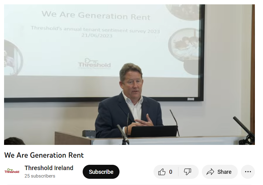 icsh_ie's tweet photo. Minister @DarraghOBrienTD on on expansion of #costrental model with rents 25% below market and #securityoftenure. Launching @ThresholdIRE #wearegenerationrent Annual Tenant Sentiment Survey 2023 https://t.co/bbjXJsSC5S