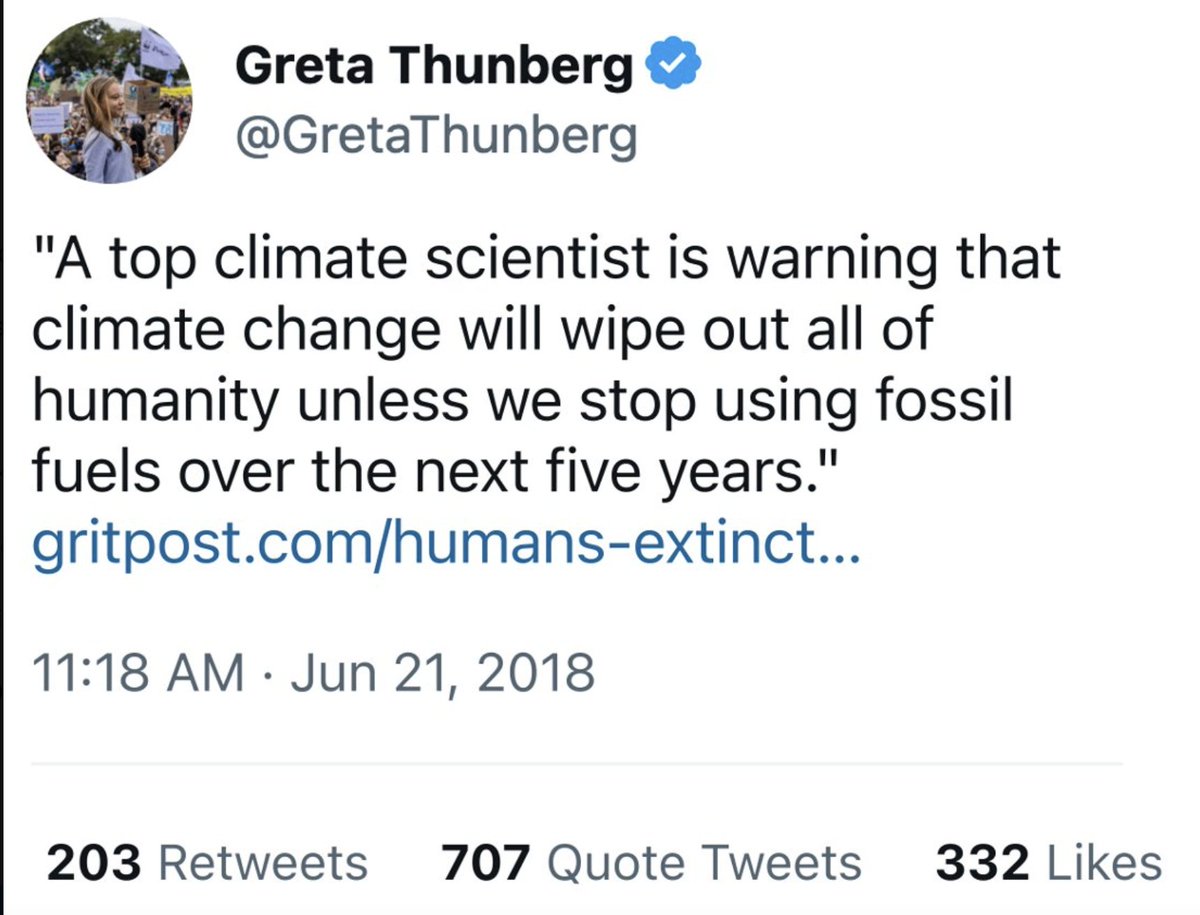 davidkurten's tweet image. Humanity is still here!
5 years after a prediction of doom for today, another piece of climate fear mongering is proven to be false.
I shall carry on using my petrol car and burning gas.
There is no climate emergency.