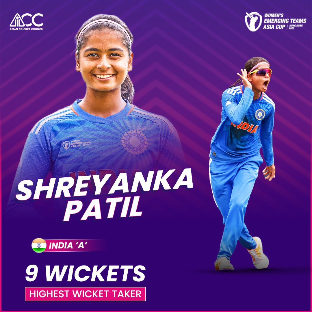 AsianCricketCouncil on Twitter "🇮🇳 Offspinner Shreyanka Patil is the