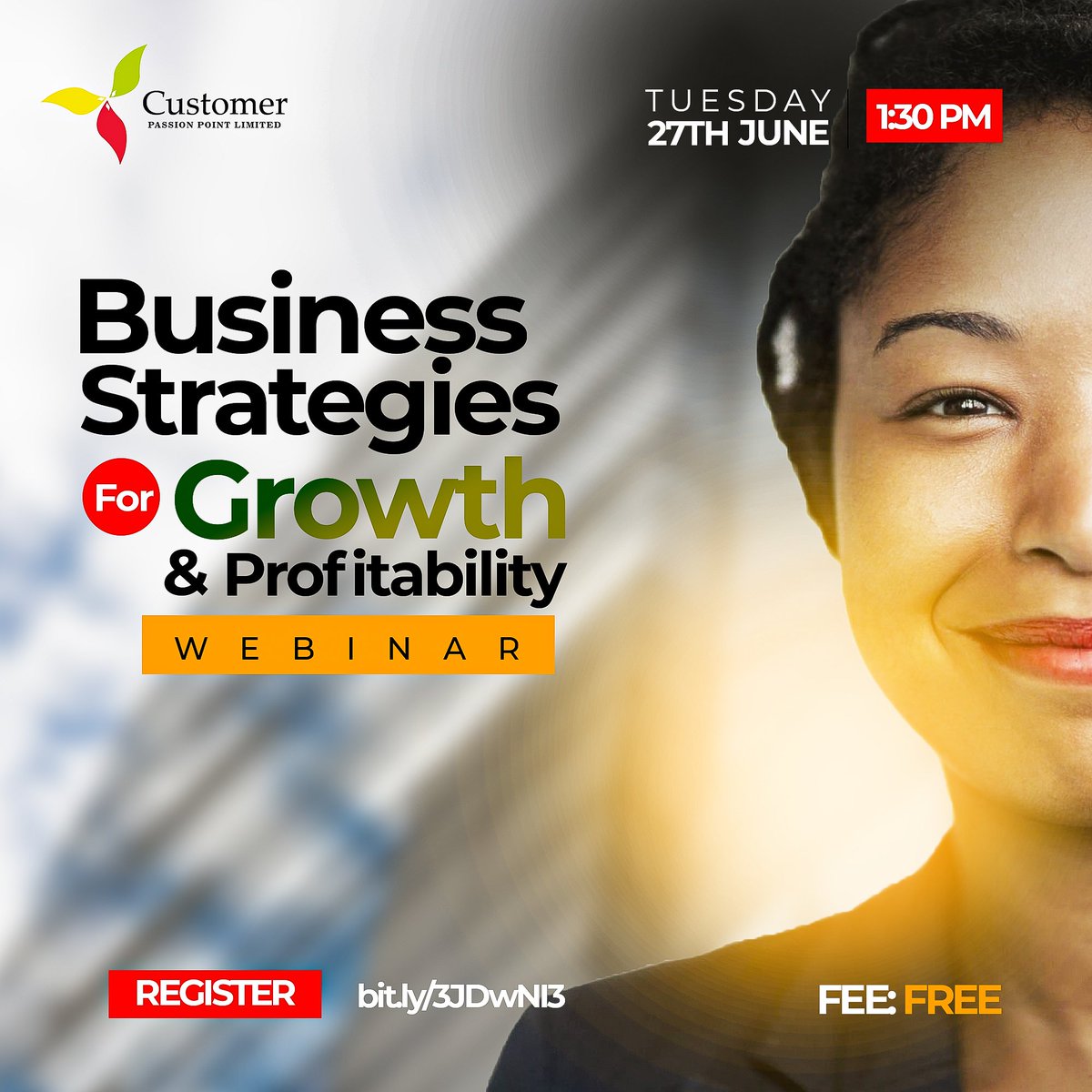 cppltraining's tweet image. #CPPLCONSULTING is organizing a FREE webinar on Business Strategies for Growth and Productivity holding on the 27th of June, by 1:30pm. 
kindly register with the link below.

Click: tinyurl.com/2fehanfm

#webinar #businessdevelopment #strategies #growth #questionoftheday