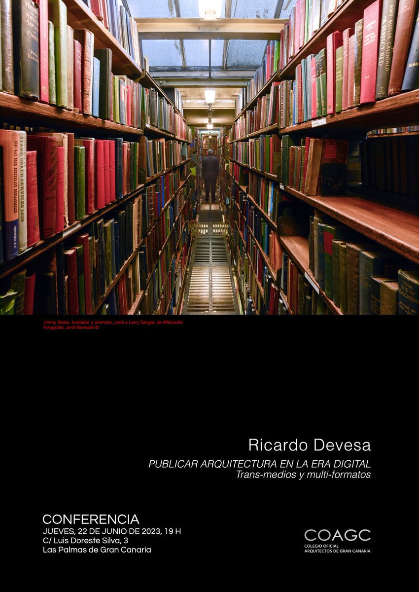 📣 Exciting news! Don't miss out on <a href="/RICARDODEVESA/">RICARDO DEVESA</a>'s captivating talk on #Publishing Architecture in the Digital Era. 

Join us this Thursday, June  22nd at 19:00 at the Colegio Oficial de Arquitectos de Gran Canaria.🏛️ 

🔗cultura.arquitectosgrancanaria.es/2023/06/14/230…
