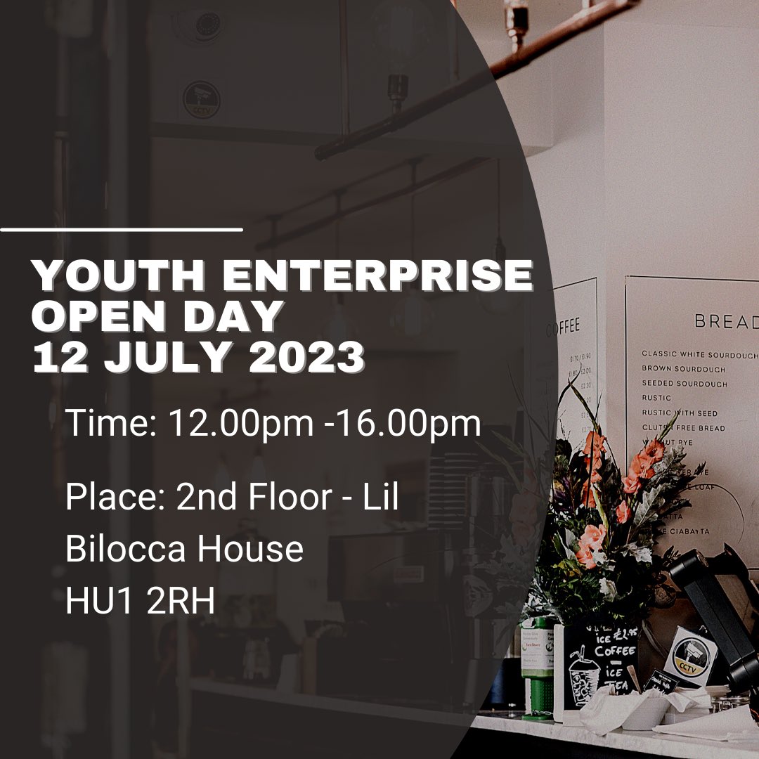 Can you support local businesses? Come visit the youth enterprise open day! Please see date, time and place below 👇 

#supportsmallbusiness #BeYourOwnBOSS #Hull #openday