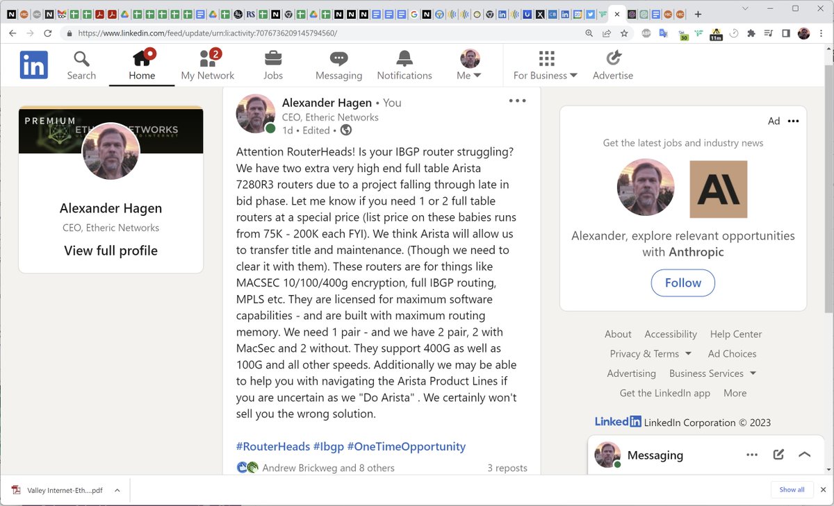 We have two IBGP Routers more than we need! 
ebay.com/itm/1661766834… 
Reply or DM for more details
#Arista