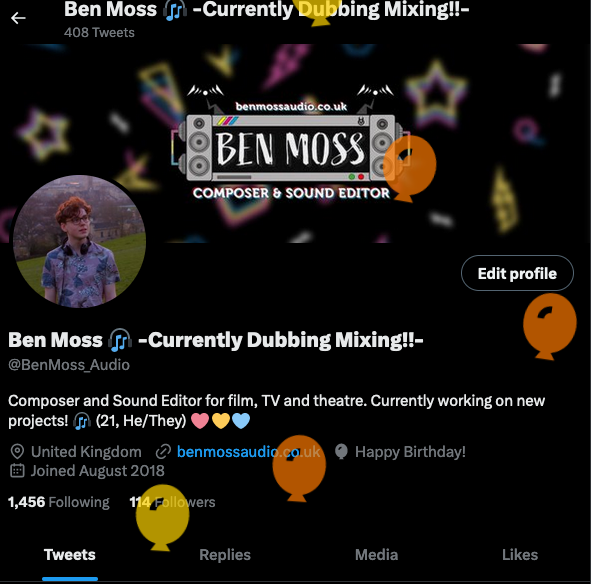 BenMoss_Audio's tweet photo. Day Of Birth No. 21!! 🥳🎉🪅 https://t.co/PVheOMXZ0L