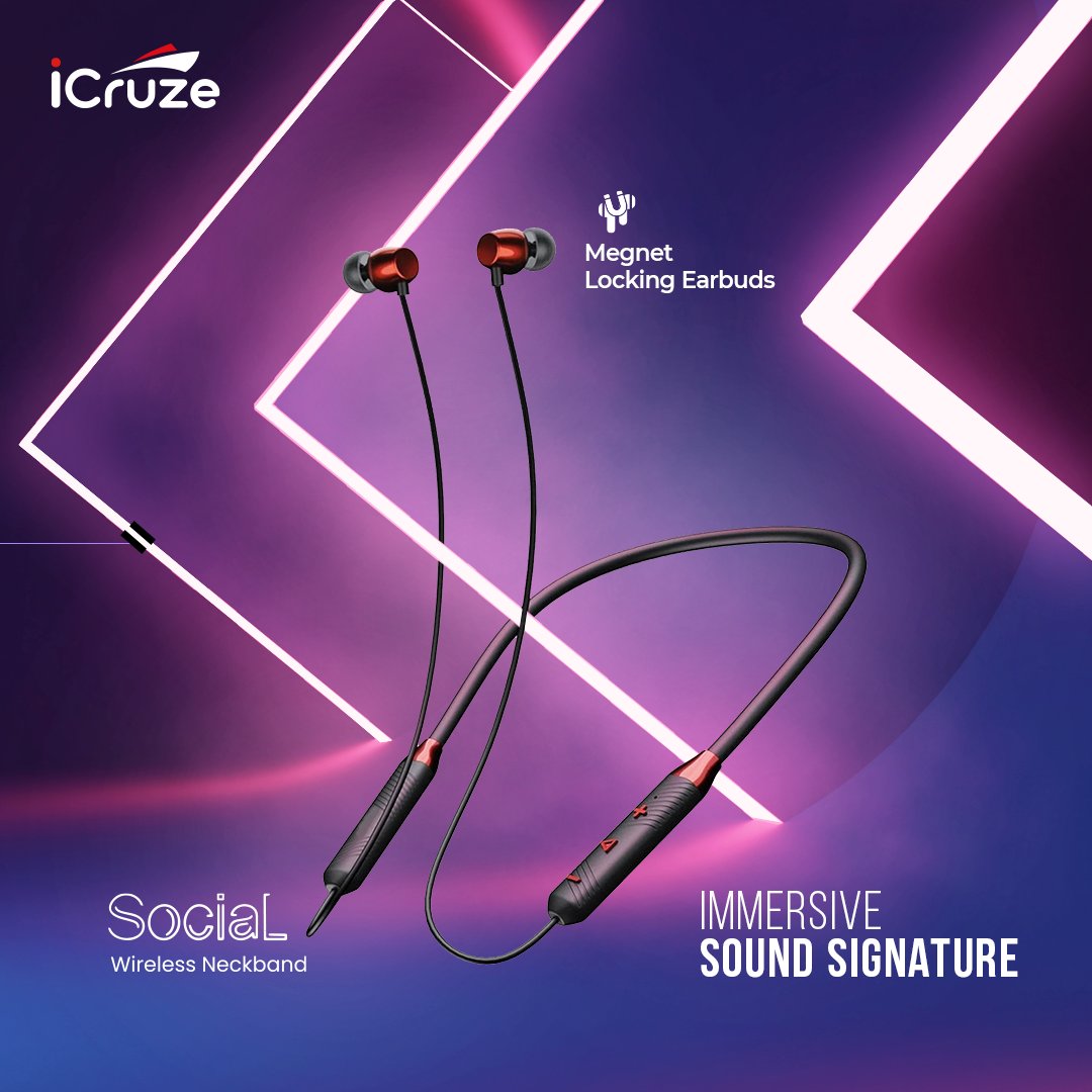 Experience top-notch features like a sturdy dual mic for crystal-clear conversations, magnetic locking earbuds for hassle-free storage. Stay connected in style and convenience!
#iCruze #StylishSound #UnleashThePower #wirelessneckband #iCruze #bluetoothneckband