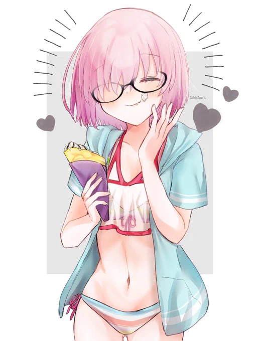 絵あげられる気がしないから過去絵でお茶濁しタイムさせてください これはクレープ食べるマシュ