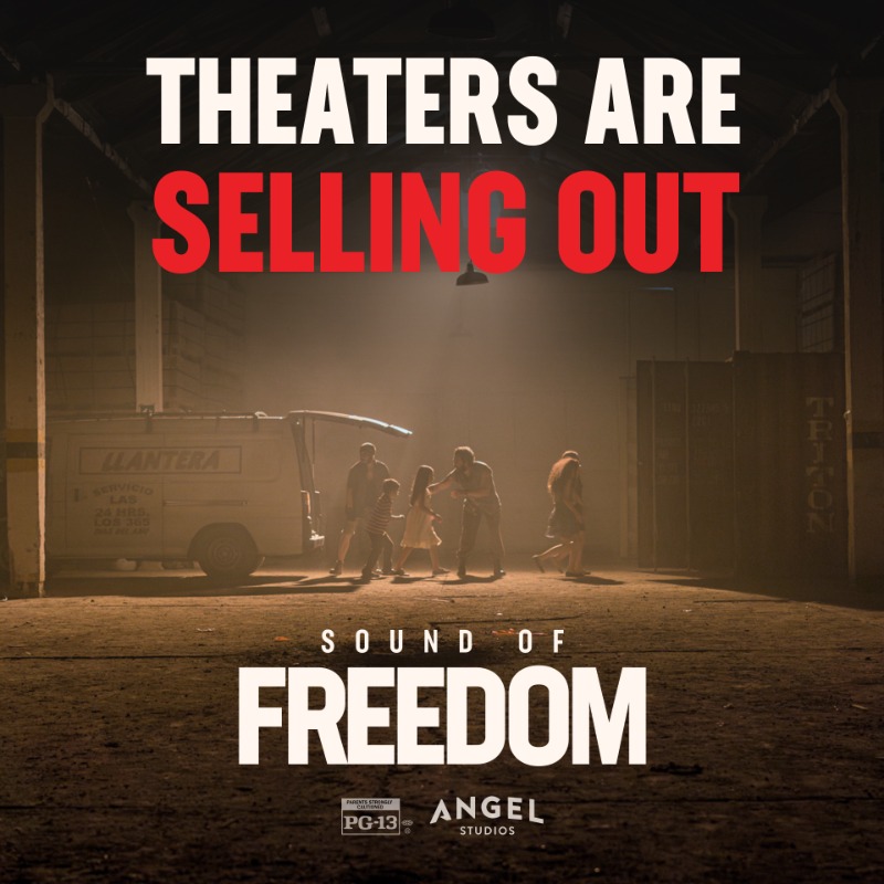AngelStudiosInc's tweet photo. 𝘚𝘰𝘶𝘯𝘥 𝘰𝘧 𝘍𝘳𝘦𝘦𝘥𝘰𝘮 begins in theaters July 4th. Audiences are so passionate about this film that theaters are already SELLING OUT! Don't miss this unique theatrical experience!