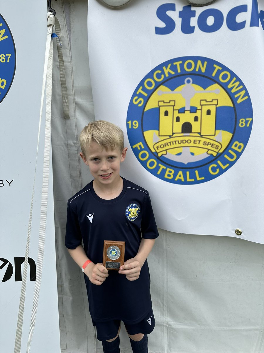 Collecting his medal for the season for Stockton Town under10s blues something to remember the season by in years to come and the fun he had in playing with the team thank you for remembering him even after he left in January and inviting him back to collect this