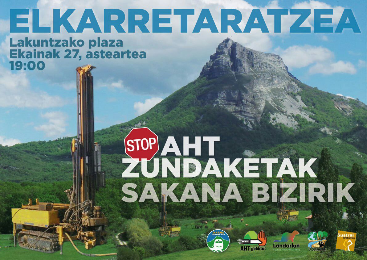 Hainbat eragilek deitutako elkarretaratzean parte hartzeko deia luzatzen dugu.

EKAINAK 27 ASTEARTEA
19:00
LAKUNTZA