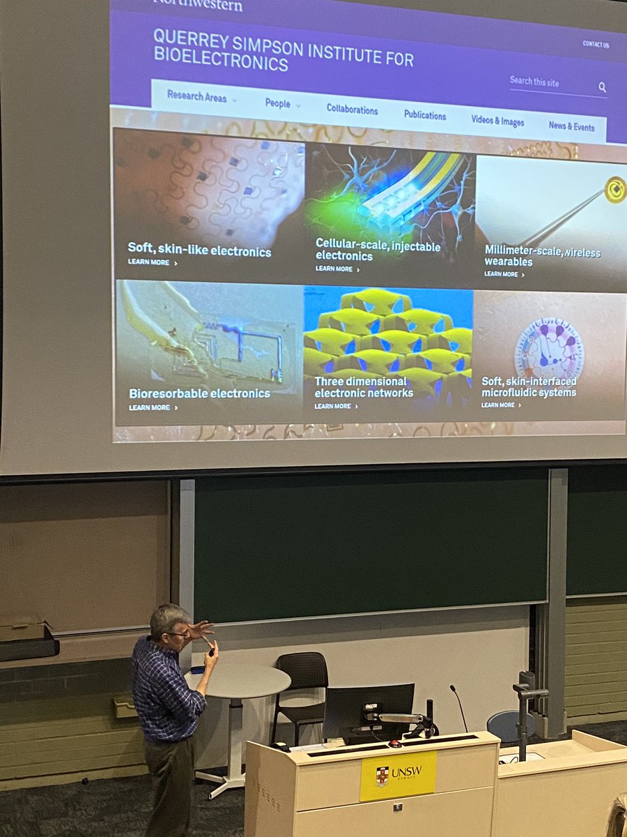 Brilliant talk by John Rogers focussing on on soft electronics haptics and translation into the clinic!! @NorthwesternU @UNSW @TyreeIHealthE
