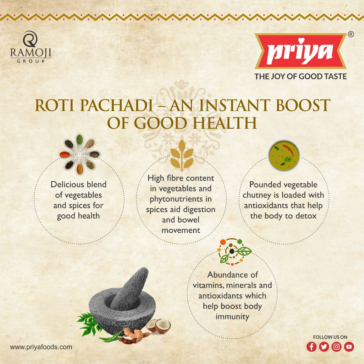 Boost Your Immunity and Energy Levels with Vegetable Roti Pachadi
Buy Now:  priyafoods.com/collections/ro…
#priyafoods #rotipachadi #pachadi #BoostYourImmunity #instantboost  #healthyfood #indianstylefood #tastyfood #priyapachadi #limittedoff #BuyNowOnline