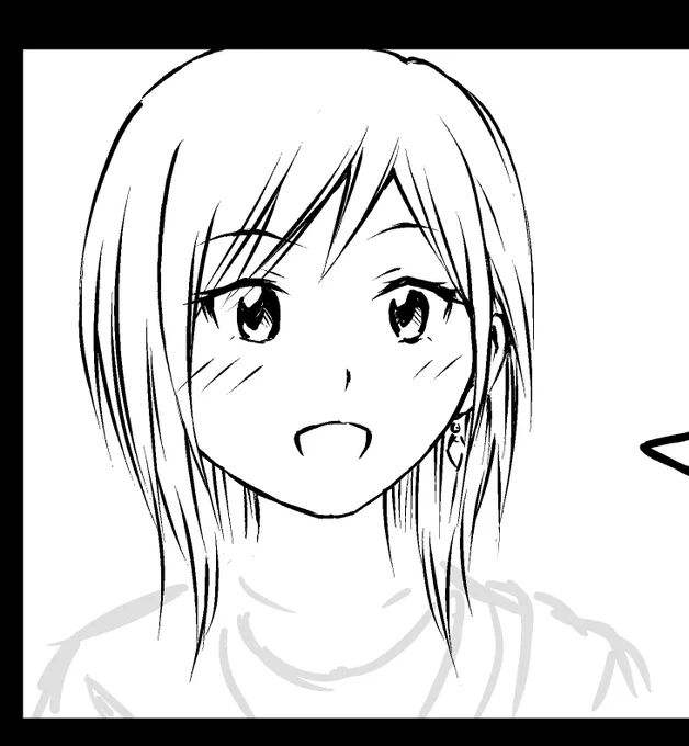 ヒロインの顔1コ目描きました。
(左耳出してイヤリングつける事にしました。)

  #1人ぐらしガール 