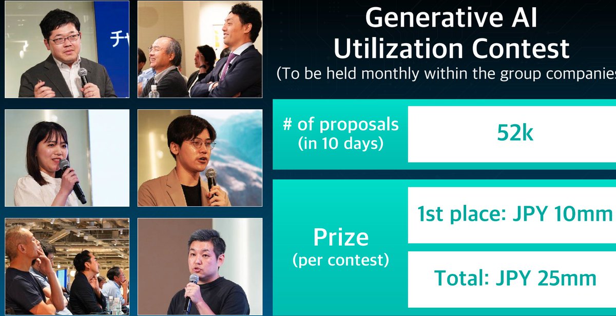 CrowdHackio's tweet photo. 🚀 Masayoshi Son of #SoftBank is going all-in on #AI inventions - aka on a counteroffensive mode.  

Internal #hackathons are a key strategy! They're running internal hackathons and rewarding top submissions. 

Below some key messages from his presentation ⤵️ https://t.co/tOawerS0Jr