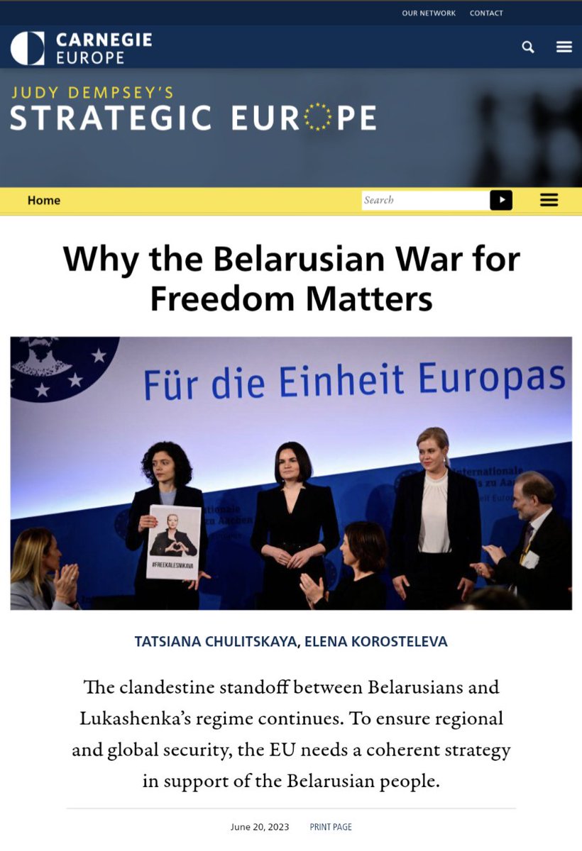 @EAKorosteleva of @SHAPEDEM_EU and @Tatsiana_ch's blog , 'Why the #Belarusian War for Freedom Matters', argues that global security will not be possible until the #BelarusQuestion is answered. See @Carnegie_Europe: carnegieeurope.eu/strategiceurop…
#Belarus
#Ukraine
#UkraineRussianWar