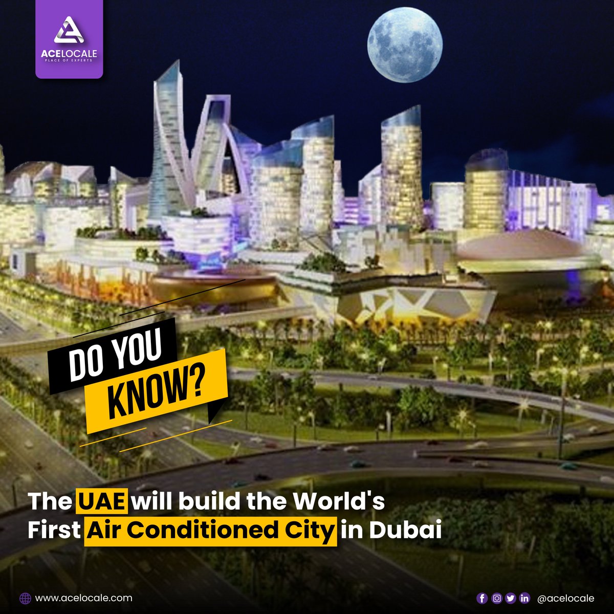 𝐋𝐞𝐭'𝐬 𝐠𝐞𝐭 𝐫𝐞𝐚𝐝𝐲 𝐟𝐨𝐫 𝐭𝐡𝐞 𝐟𝐮𝐭𝐮𝐫𝐞 🤩

The UAE is stepping into a new era by building the world's first air-conditioned city in Dubai! 🌃 

#UAE #Dubai #AirConditionedCity #ProjectSolution #StressFree #StressFreeStudying #acelocale #homeworkhelp #tuesdayvibe