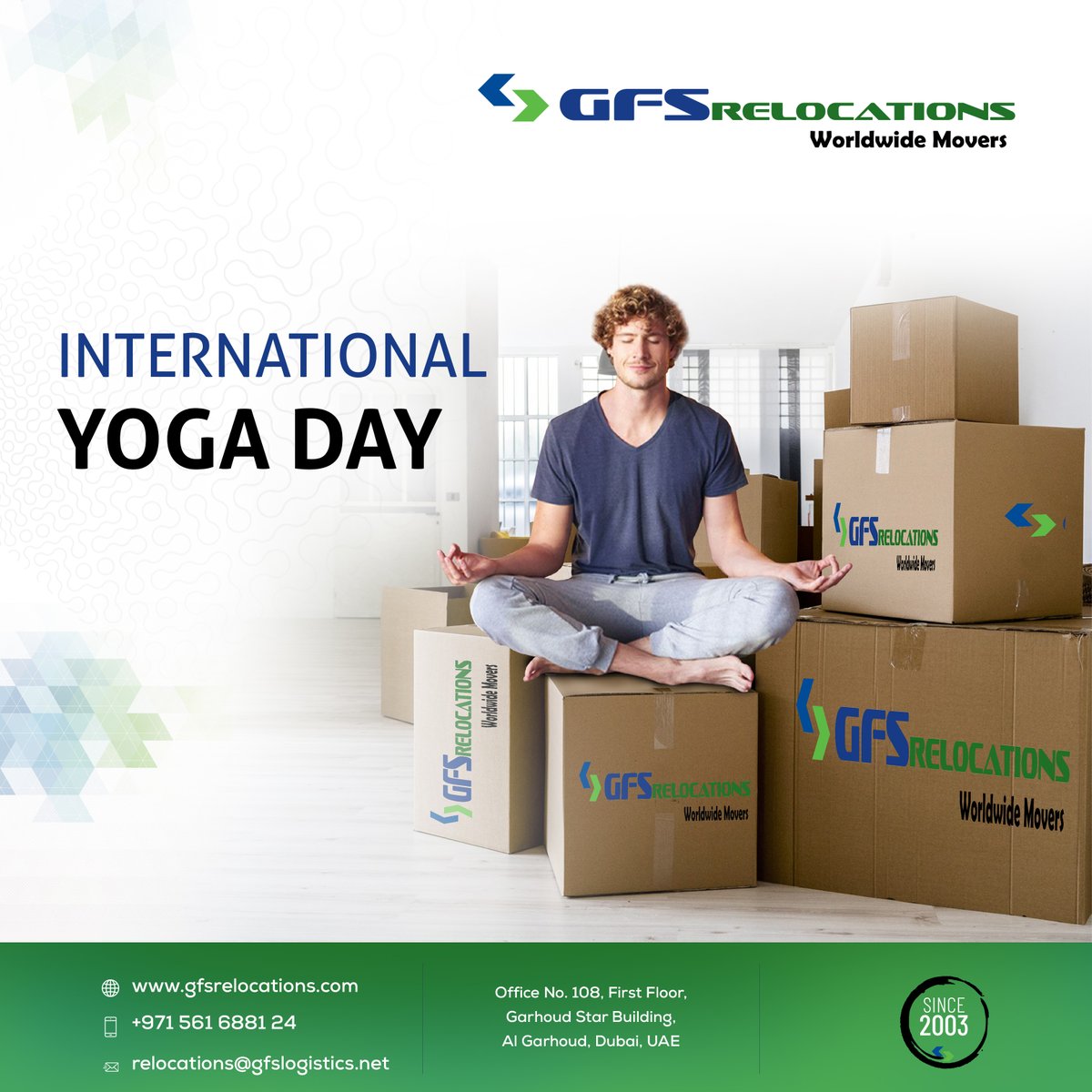 gfs_relocations's tweet photo. Embrace tranquility and balance on this Yoga Day as GFS Relocations  Relocations takes a moment to stretch, unwind, and connect with inner peace. Let the soothing power of yoga guide us to a harmonious journey ahead.

 #YogaDay #GFsRelocations #FindingBalance https://t.co/o10LSOOvzT
