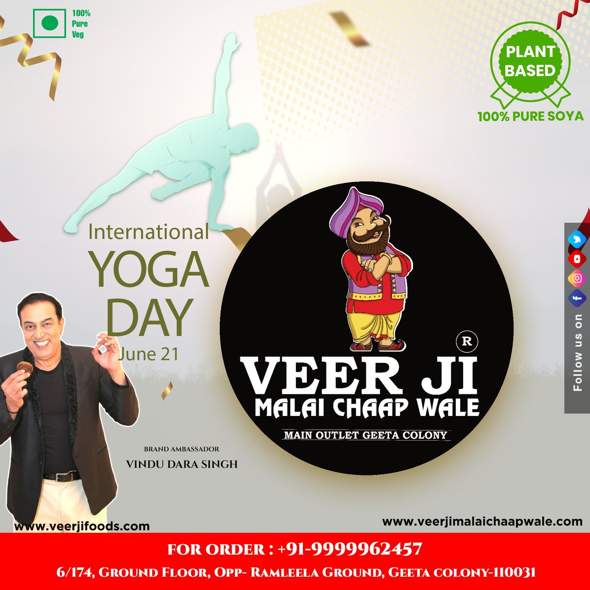 Happy Internatonal Yoga Day with #veerjimalaichaapwalegeetacolony
.
.

For Order : 9999962457

Main Outlet : Geeta Colony
Add : 6/174, ground Floor, Opp-Ramllea ground, Geeta Colony-110031

For Franchise : 91-9810669403

Website : veerjifoods.com
veerjimalaichaapwale.com