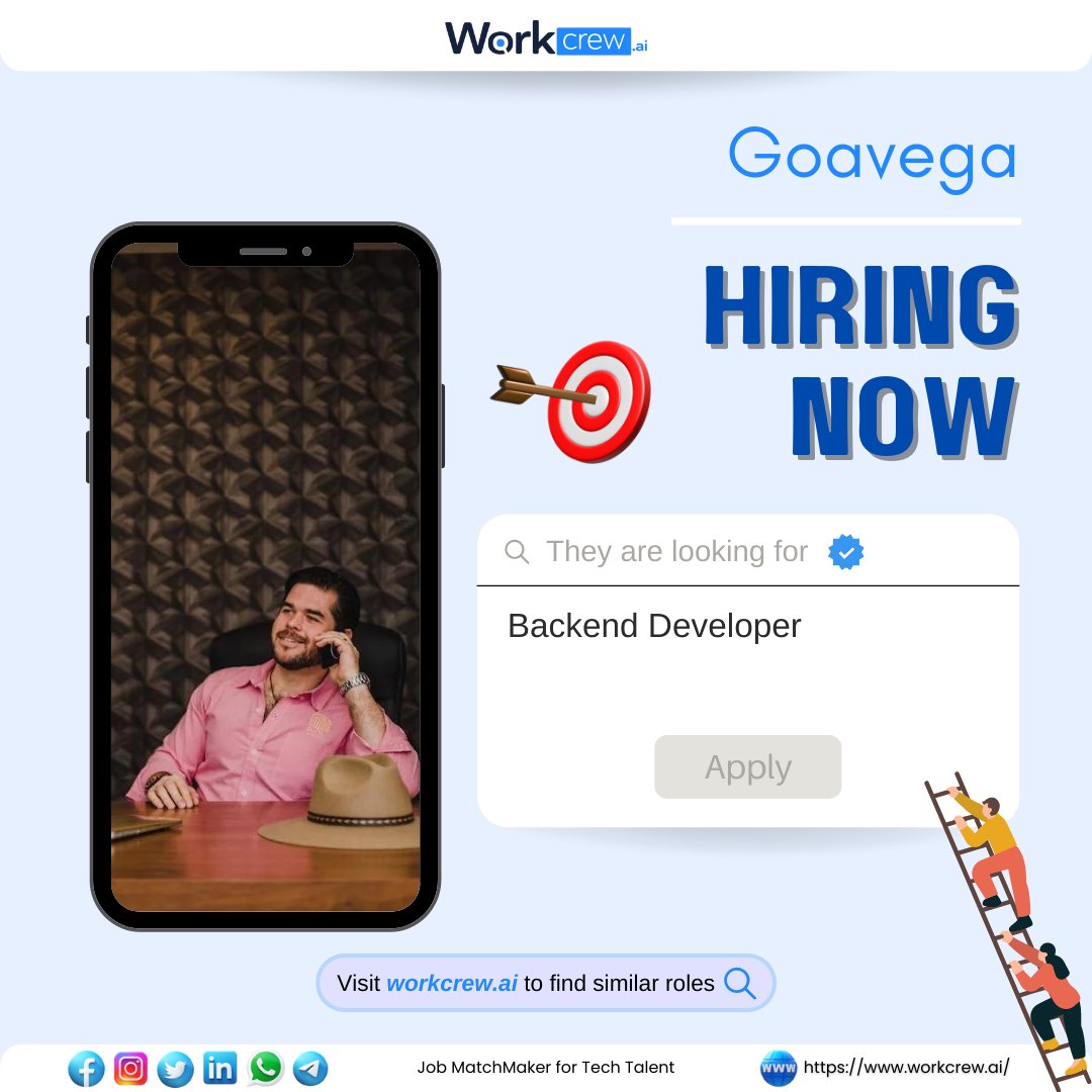 Hiring: Backend Developer
Company: Goavega
📍 Location: Delhi

Apply here:
workcrew.ai/jobpost/641806…

#backenddevelopers #backendjobs #BackendDeveloper #DelhiJobs #JobOpportunity #hiringalert #jobs #hiringnow #hiringimmediately #techcommunity #techjobs #technicaljobs #softwarejobs