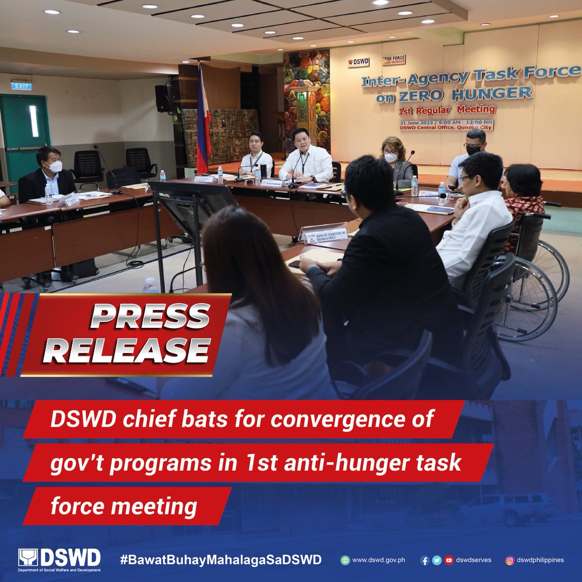 dswdserves's tweet photo. 📝 DSWD Sec. @rex_gatchalian on June 21 presided over the 1st regular meeting of the IATF-ZH as the newly-designated chairperson. 👉 READ FULL STORY: https://t.co/UhrCRoafRr #IATFZeroHunger #ZeroHungerTaskForce
#BawatBuhayMahalagaSaDSWD❤️ https://t.co/Dn8UdoYxt7