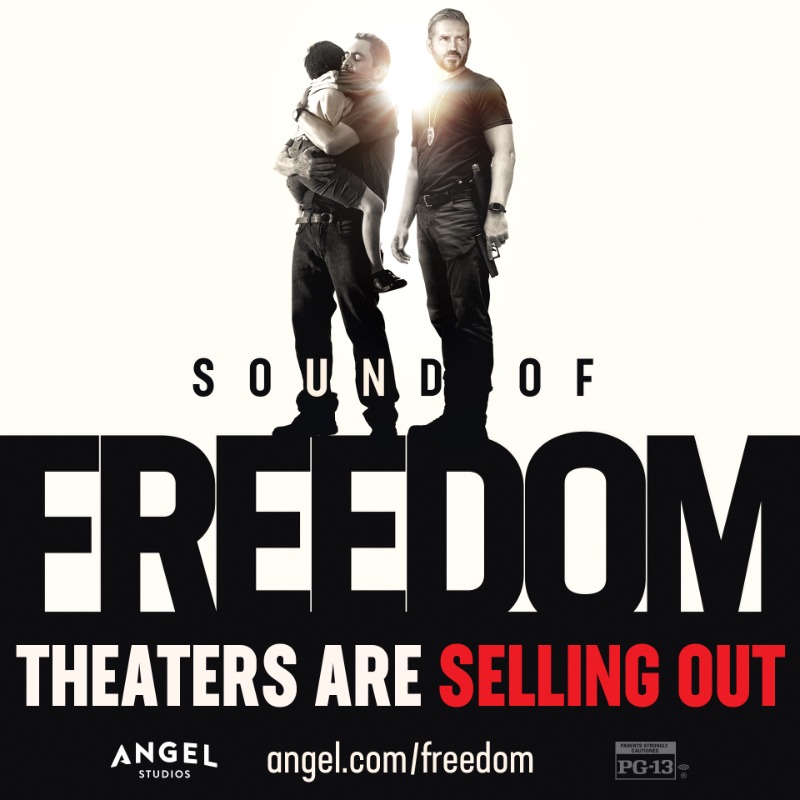 AngelStudiosInc's tweet photo. 𝘚𝘰𝘶𝘯𝘥 𝘰𝘧 𝘍𝘳𝘦𝘦𝘥𝘰𝘮 begins in theaters July 4th. Audiences are so passionate about this film that theaters are already SELLING OUT! Don't miss this unique theatrical experience!