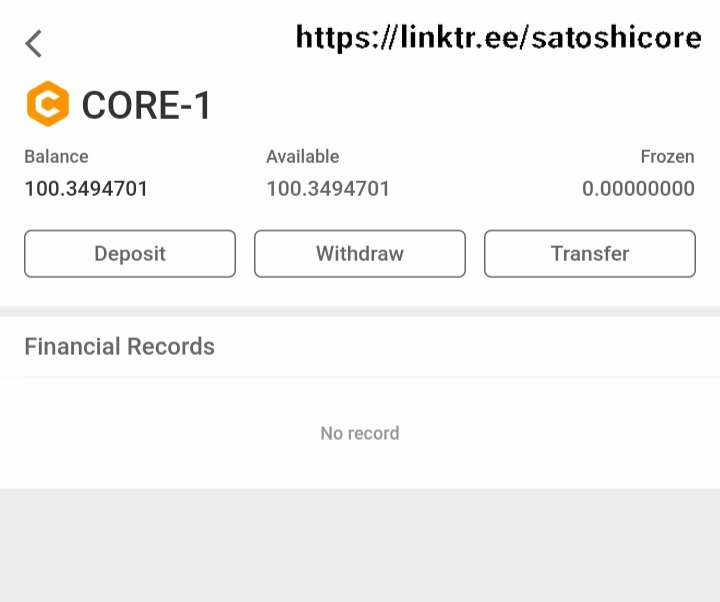 CORE-1 is the #CORE gotten via CORE Giveaway & Referral Bonus on Satoshi App. Presently, the @Coredao_Org hasn't enabled the Transfer or Withdrawal yet.

Previously we had BTC Giveaway and users who made a successful invite received BTC as reward; but it has been changed to CORE.