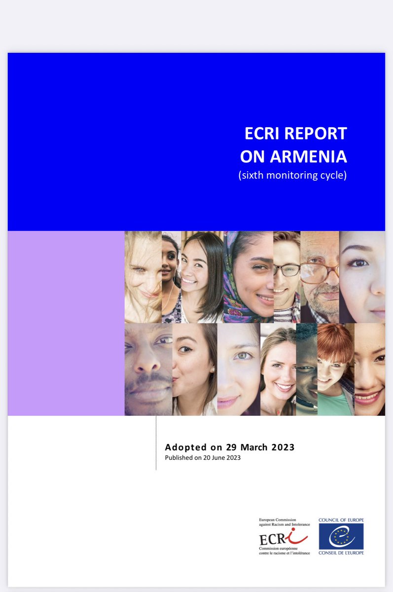 Council of Europe’s Comission against Racism and Intolerance @ECRI_CoE published a report about #Armenia: 
👉rm.coe.int/sixth-report-o…

Some highlights:

✅Insufficient action against hate speech and discrimination. No initiative to discourage hate speech in Armenia.
👇