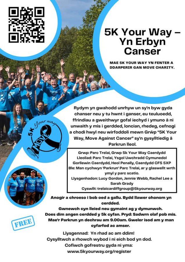 💙Our 5KYW Ambassadors are now getting excited ahead of this Saturday's monthly meet up (24th June) at Trelai Park, Cardiff. We look forward to welcoming everyone - see you there!💙
#cancersupport #trelai #cardiff #parkrun #parkwalk #funexercise #5kyourway #moveagainstcancer