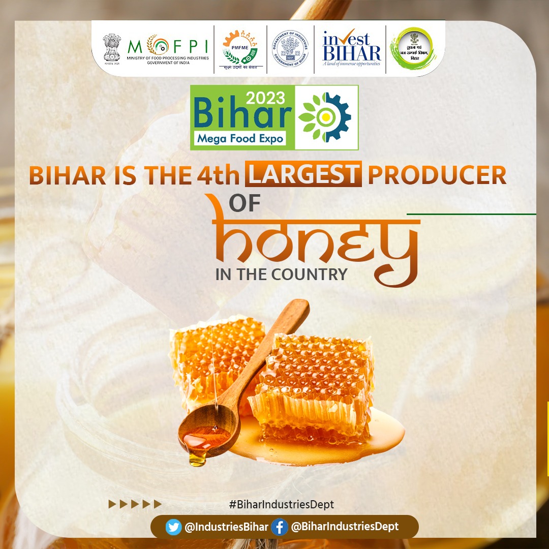 Biggest Mega Food Expo In Bihar 2023.

Bihar is the 4th largest producer of honey in the country.

#food 
#foodofbihar
#foodfestival #biharifood
#IndustriesBihar
#BIHARHAITAIYAR
@samirmahaseth_ 
@SandeepPoundrik