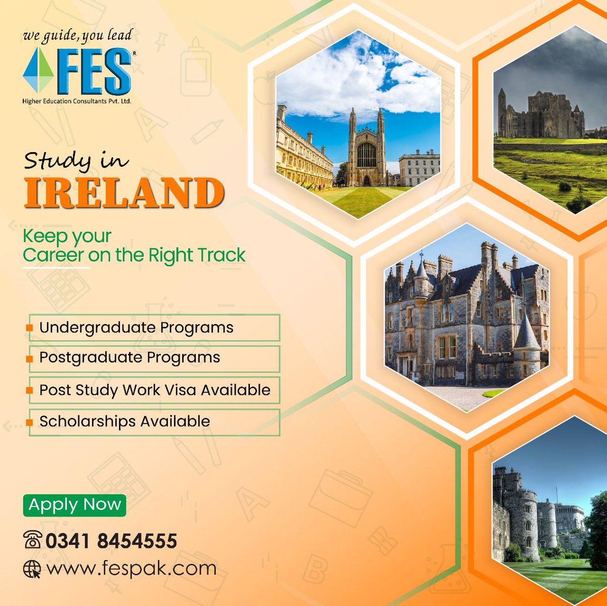 Study in Ireland & Keep Your Career on the Right Track!

Call/#WhatsApp: 0341 8454555

#fes #fes2023 #fesconsultants #studyabroad #Ireland #studyvisa #studyinireland #internationaleducation #education #study #studyabroadconsultants #europe #Rawalpindi #studyineurope