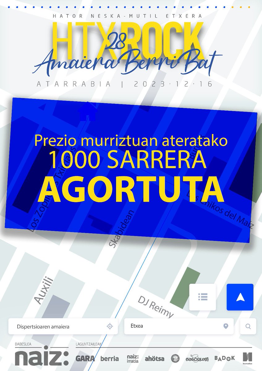 #HTX28 
HTX28, lehenengo konfirmazioak eta 1.000 sarrera salduak ordu gutxietan

#AmaieraBerriBat lelopean eginen da elkartasun jaialdia, abenduaren 16an Atarrabian ahotsa.info/edukia/htx28-l…