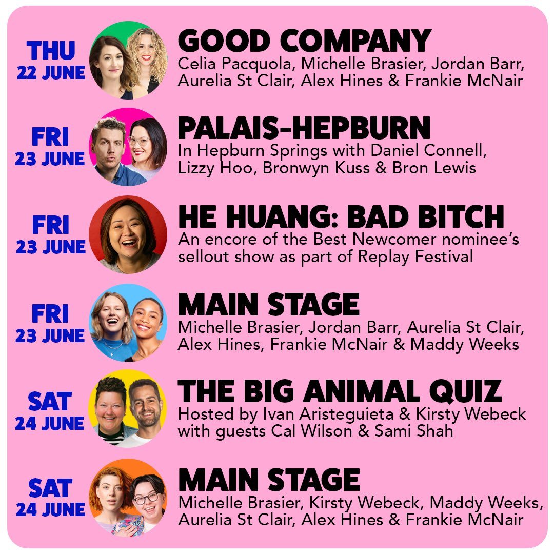 A huge week at Comedy Republic this week! Featuring @CeliaPacquola @michellebrasier @AureliaStClair @jbarr_666 @KirstyWebeck @calbo @IvanComedy @samishah @hehuangcomedy @FrankieMcnair & even more! Check the full program and get tickets now at comedyrepublic.com.au