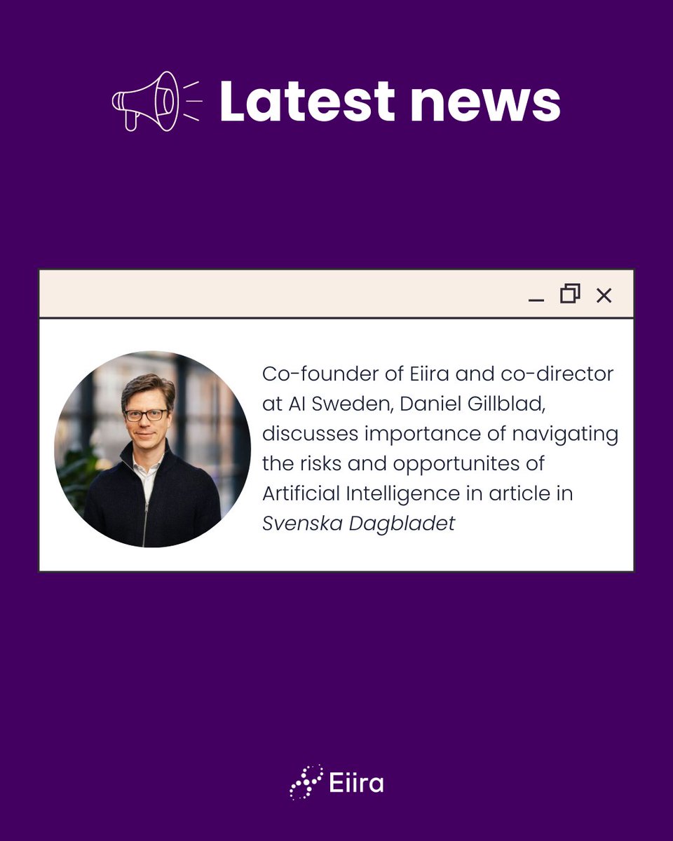 EiiraGenetics's tweet photo. Earlier this month our co-founder Daniel Gillblad discussed an important and interesting subject in the Swedish newspaper Svenska Dagbladet💙 https://t.co/X9muvWEd3V