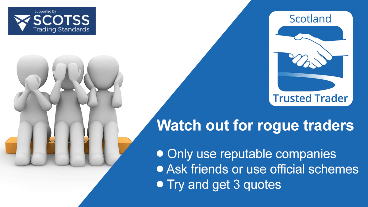 ⚠️ Anyone can be a victim of doorstep crime ⚠️

Minimise your risk, use a Trading Standards Trusted Trader 
trustedtrader.scot #TrustedTrader #ShutOutScammers