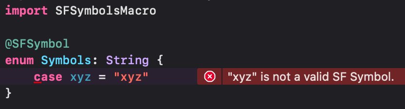 Lee_Kah_Seng's tweet photo. ✨ A Swift Macro for "type-safe" SF Symbols ✨ 

Xcode will show a compile error when given an invalid SF Symbol name.

You can find out more here:
https://t.co/eRyPp1exXN https://t.co/a5NRtniDyn