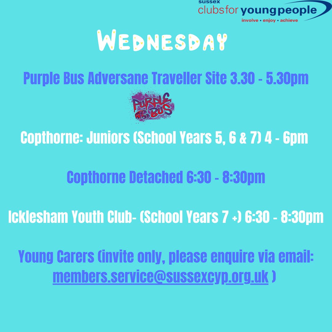We have a very active day today with: The Purple Bus, Junior & Senior Session and Detached Youth Work! There is something for every young person across different areas 🙌 #youngcarers #sussexcyp #youthclubs #detachedyouthwork #youthwork #ThePurpleBus