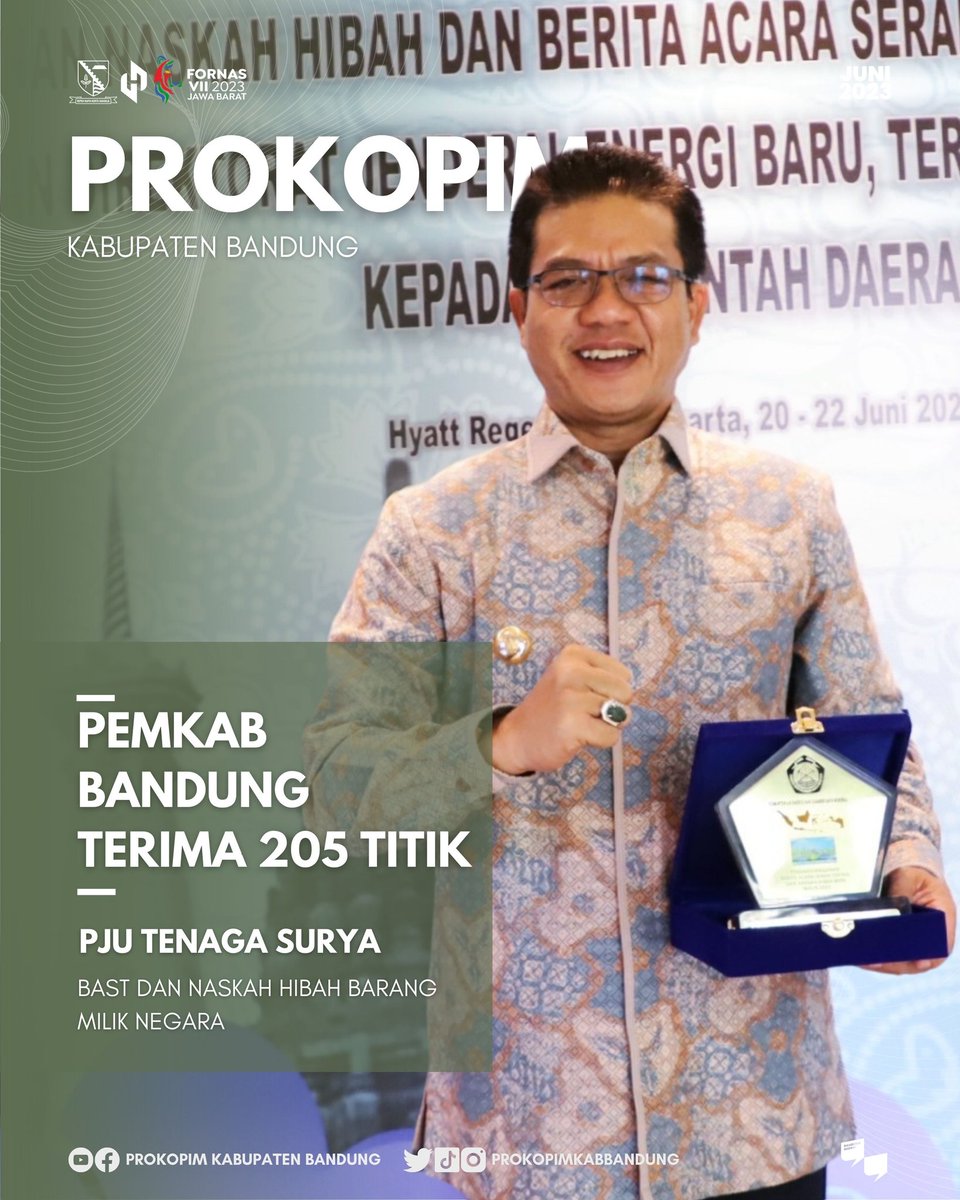 ProkopimKabBdg's tweet image. Wargi Bandung Bedas…

Bupati Bandung tandatangani Berita Acara Serah Terima (BAST) dan Naskah Hibah Barang Milik Negara (BMN), Badan Geologi dan Direktorat Jenderal Energi Baru, Terbarukan dan Konservasi Energi, Kementerian Energi dan Sumber Daya Mineral.

#bast #bmn #pju