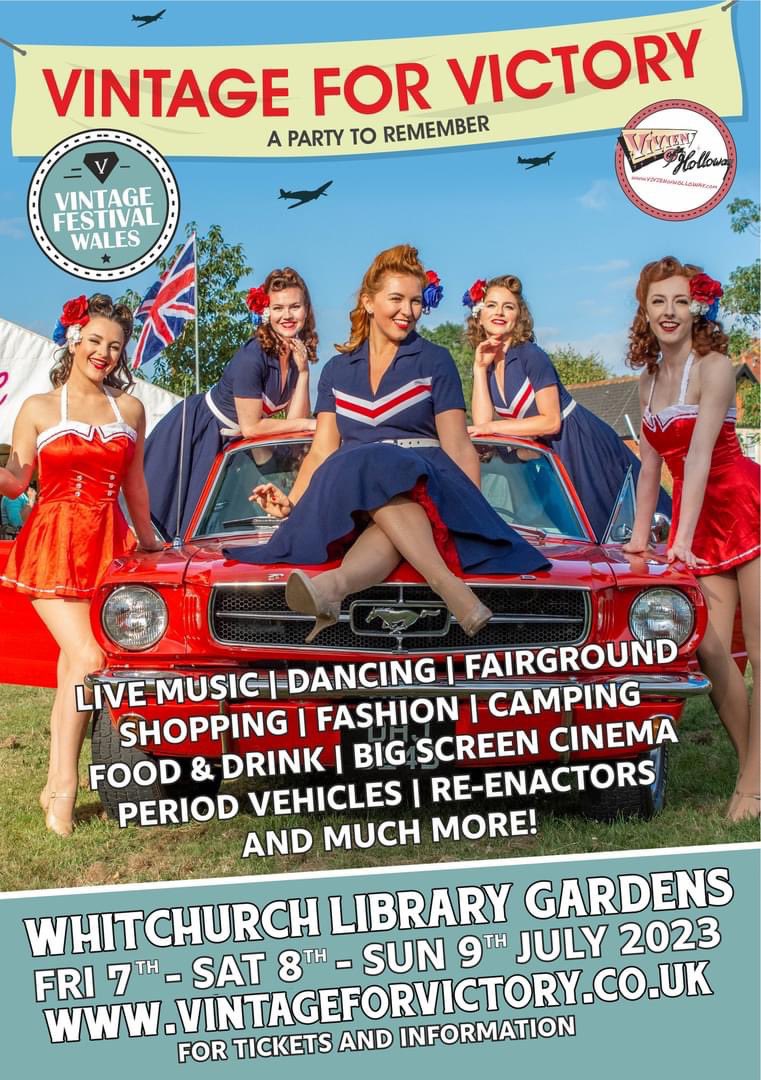 18 Live Bands⭐2 Stages⭐2 Dance Floors⭐ Giant Outdoor Cinema 📽 Wonderful Family Friendly Atmosphere 👨‍👩‍👧‍👦 
Camping &amp; Admission Tickets vintageforvictory.co.uk <a href="/CardiffRightNow/">Cardiff Right Now</a> <a href="/CardiffTimes/">Cardiff Times</a> <a href="/EventsNWales/">EventsNWales - Promoting Events in Wales</a> <a href="/WyburnWayne/">WYBURN & WAYNE 🏴󠁧󠁢󠁷󠁬󠁳󠁿</a> <a href="/Cardifftweeter/">Cardifftweeter™ - CCFC 125 Years 💙🐦</a> <a href="/cardiffonline/">Cardiff Online</a> <a href="/Cymruwrthgalon/">All things Wales 🏴󠁧󠁢󠁷󠁬󠁳󠁿</a> @fly2wales