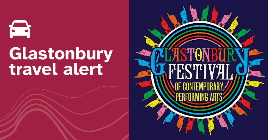Your 8.30 traffic update for #Glastonbury2023 Festival goers - busy as you'd expect -it's Wednesday😉
🟢Castle Cary station to site - 34 mins  
🟢A303 Podimore to Pylle - 15 mins 
🟠A361/A39 Pipers Inn to site - 57 mins 
🟠A37/A39 Rush Hill to site - 45 mins
