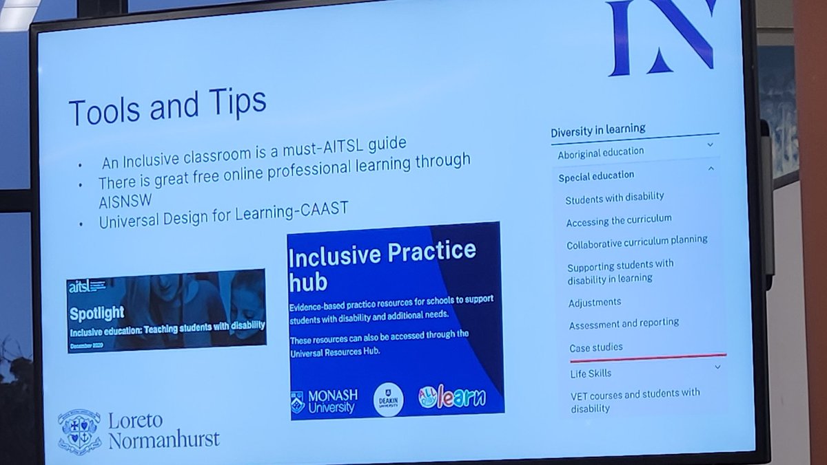 Zoe listing some great resources from @aitsl and AISNSW team around inclusion #teachmeet