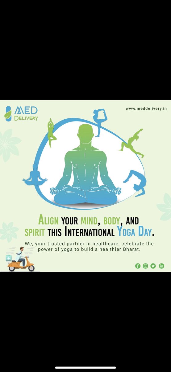 MEDdelivery_Ind's tweet photo. Embrace the harmony within as we celebrate International Yoga Day 2023. 

MEDdelivery proudly supports the journey towards a healthier Bharat through the transformative power of yoga. 

#InternationalYogaDay2023 #MEDdelivery https://t.co/6XQJFmm020